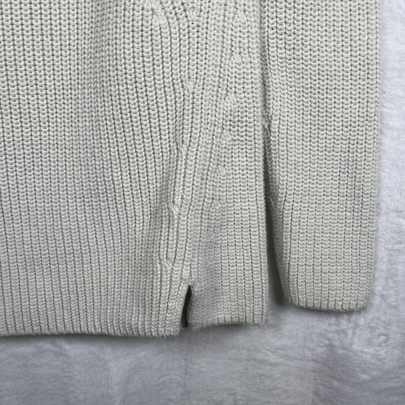 Talbots Womens Chunky Knit Sweater Small White Cream Long Sleeve Pullover Cotton - Picture 3 of 8